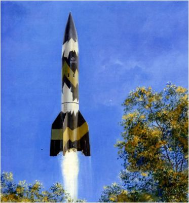V2 Rocket, used for war, then used for space. First step into the future of space travel.