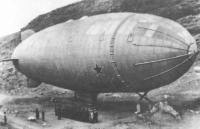 A Soviet observation blimp, sometime during World War Two.