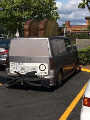 The Scion xB was often cited as looking like a toaster. Finally, someone finished off the look!