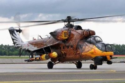 An MI-24 in the Hungarian Air Force, painted to look like an eagle, one of the dominant symbols of Hungary.