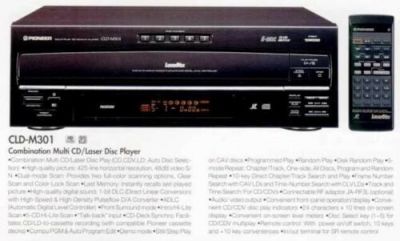 A print advertisement for the Pioneer M301 LaserDisc player.