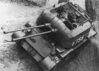 A Polish ZSU-57-2, an anti-aircraft gun mounted onto a tank chassis.